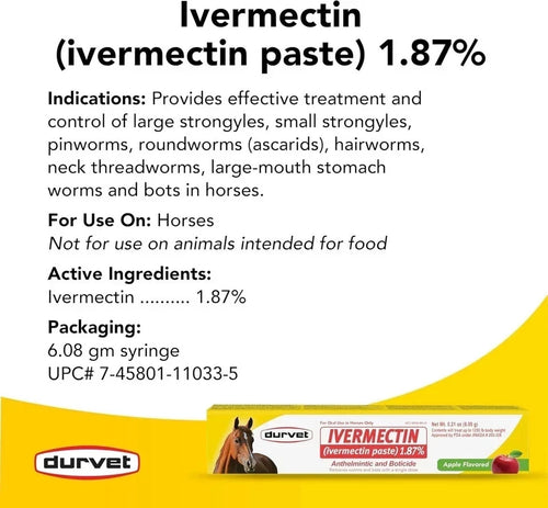 3-Pack Horse Paste Apples Flavored 6.08 g 1.87% Horse Dewormer in uk