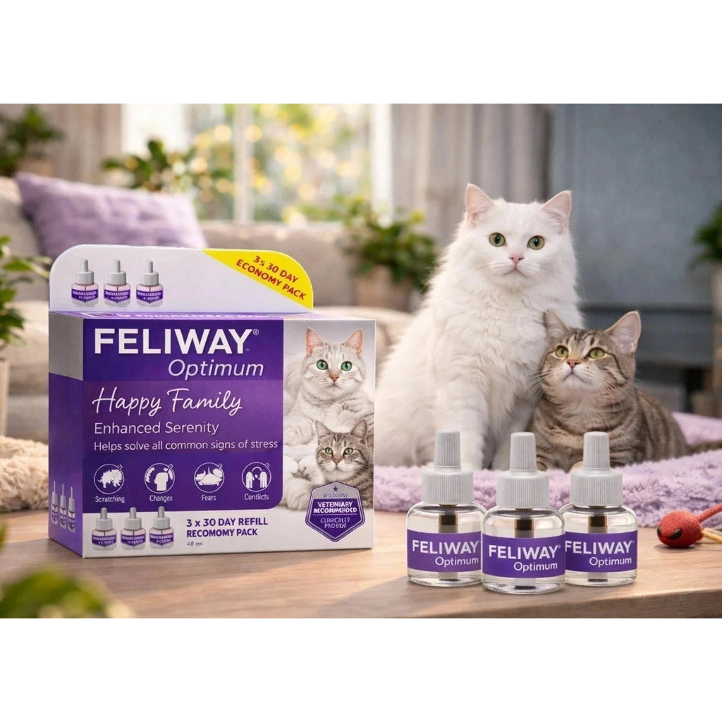 Feliway Optimum 3 x 30 Day Refill 48ml | Cat Calming Diffuser Refills Value Pack