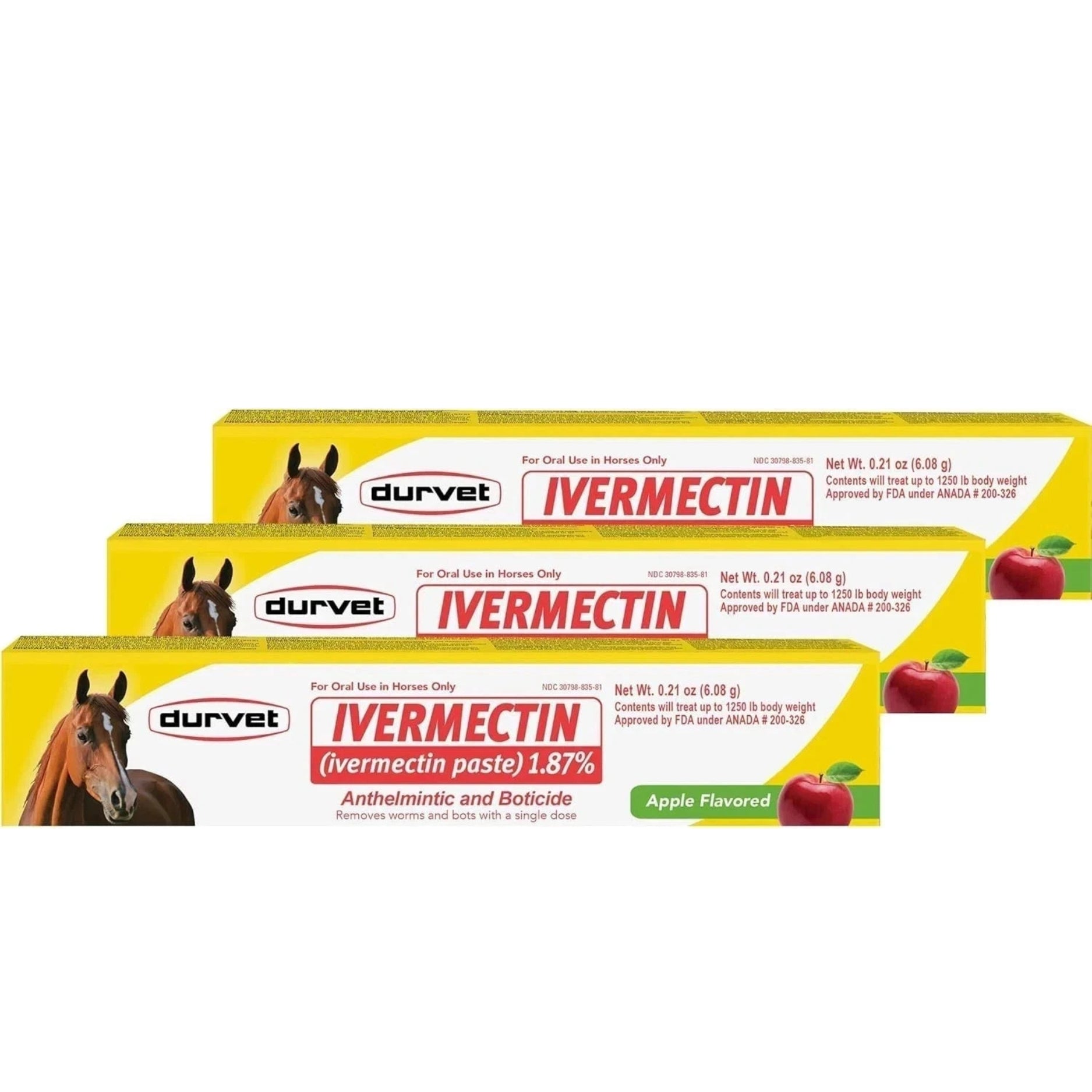 3-Pack Horse Paste Apples Flavored 6.08 g 1.87% Horse Dewormer in uk