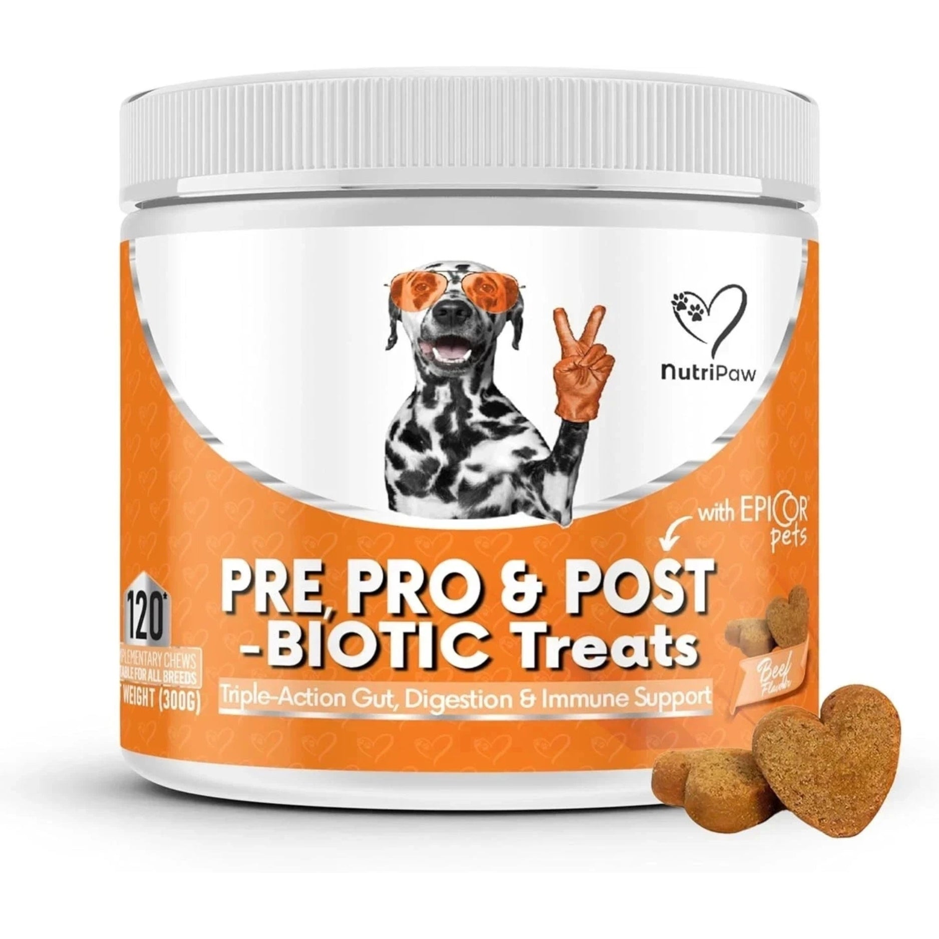 NutriPaw Pre, Pro & Post Biotic Dog Treats Gut Digestive & Immune Support