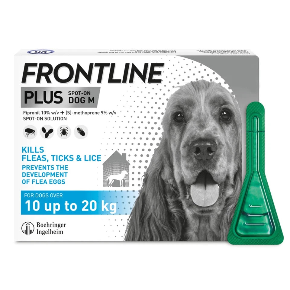 FRONTLINE PLUS Spot-On Flea and Tick Treatment for Medium Dogs (10kg-20kg)